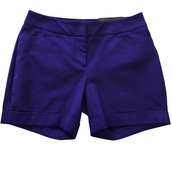 Apt 9 Essentials Womens City Mid Rise Chino Shorts Size 4 Purple Cuffed‎ Dressy - Picture 1 of 9